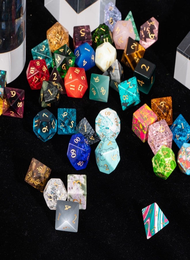 UDIXI Stone DND Dice Set, 7PCS Gemstone Dice with Gift Case Glass D&D Polyhedral for Role Playing Game and Other Tabletop Games - Image 5